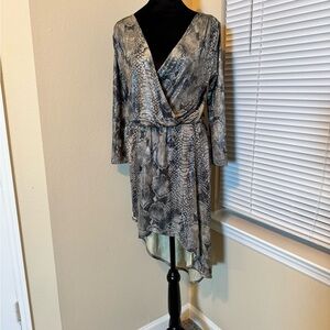 Elegant Snake Print Wrap Dress